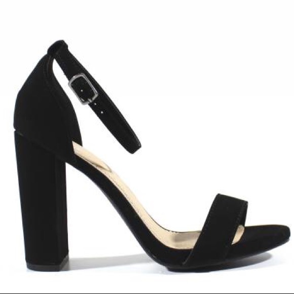 BEST SELLER Delicious Shiner Black Ankle Strap Heeled Sandal Nu Shuz Key West - Picture 3 of 8